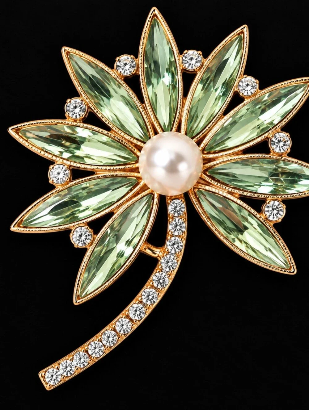 Crystal Flower Brooch Pin Pearl Rhinestone Statement Jewelry Choose Color